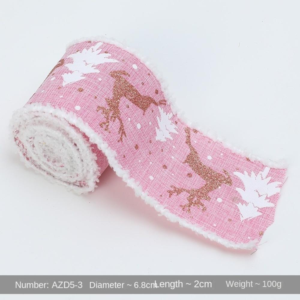 New 2m Christmas Ribbon DIY Xmas Gift Fabric Swirl Ribbon Lmitation Linen Christmas Tree Ribbon Burlap Ribbon