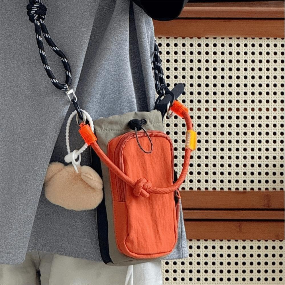 Nylon Rope Drawstring Crossbody Bag Coin Pouch Mobile Phone Pack Nylon Shoulder Bag  Outdoor