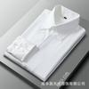 Men's Slim Fit White Long Sleeve French Shirt - Iron-Free, Large Collar, Business Formal