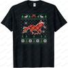 Plaid Horse Riding Creative Grid Design Christmas Tshirt Equestrian Holiday Shirt Horse Lover Unisex Tee Unisex Women Fashion Tops