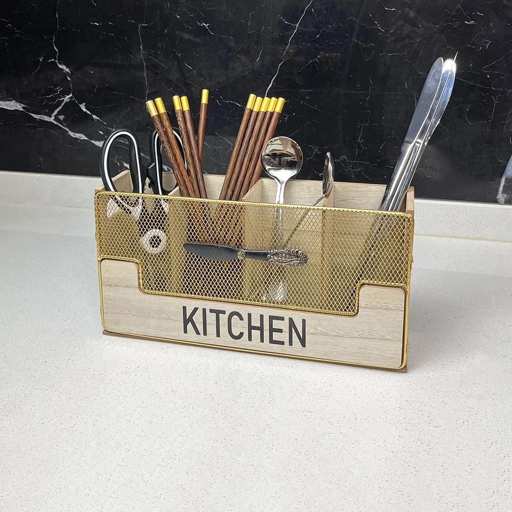 European Style Wooden Knife And Fork Storage Box Kitchen Utensil Shelf Western Style Knife And Fork Spoon Chopstick Storage Box