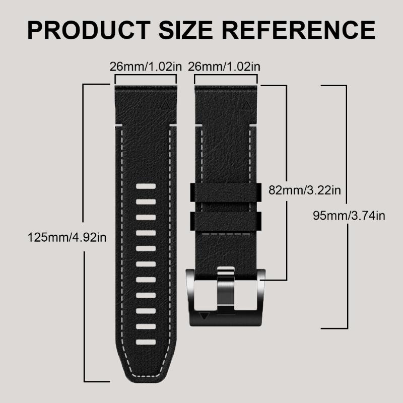 Elegant 26mm Leather Watch Band Adjustable Quick Fit Strap Stylish Leather Wrist Strap Suitable for Smartwatches 7X 7 6X