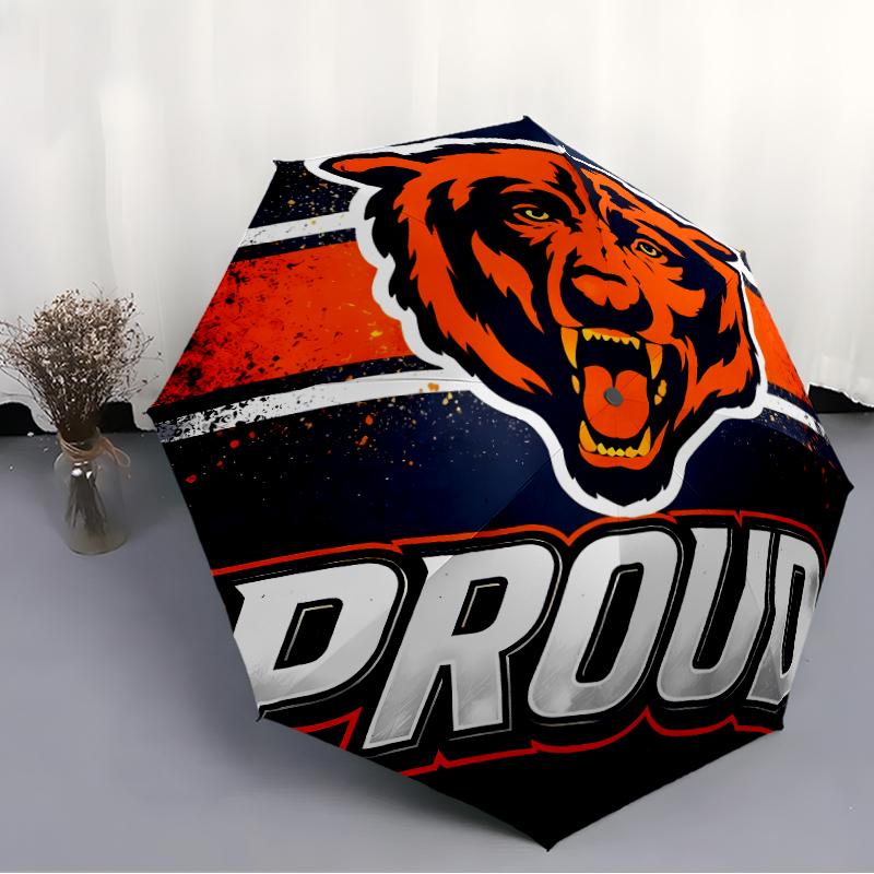 Printed Chicago Bears logo Folding Umbrella,Outdoor,Leisure,And Travel Umbrella,Durable Umbrella Fabric,Birthday And Holiday Gift