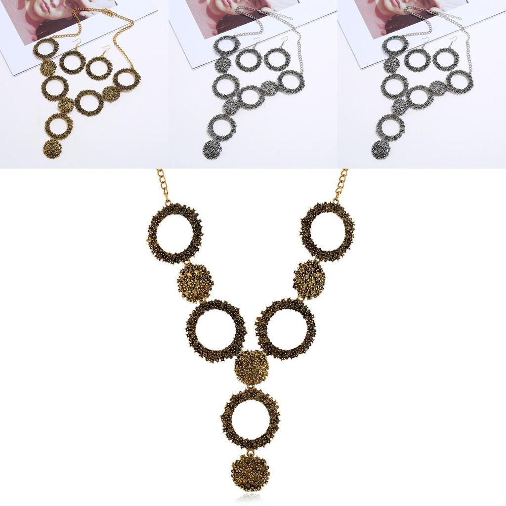 Retro Alloy Necklace Jewelry Set With Gold Plated Finish For Art Fashion Enthusiasts