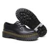 1 Thick-soled Hole Nameplate Iron Plate Ex Martin Shoes Women's Low-top Leather Double Yellow Line Student Muffin Bottom Short Boots Women