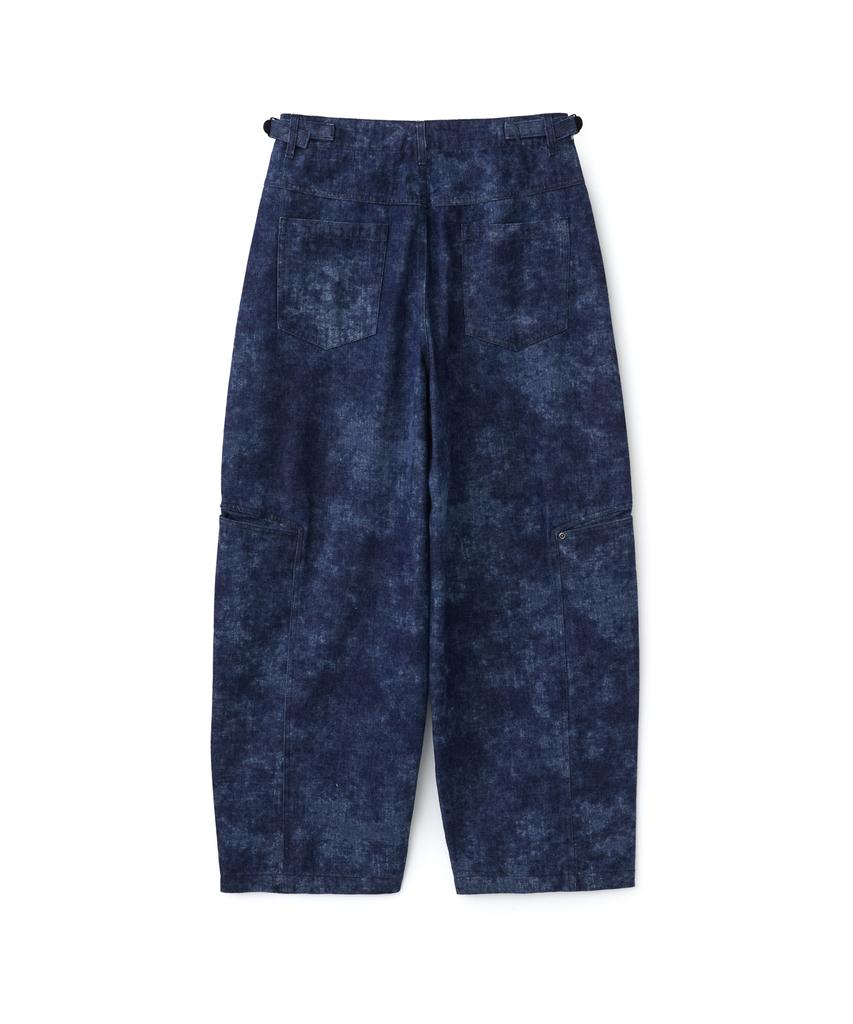 AOTT Washed Western Semi-Balloon Denim Pants Dark Blue