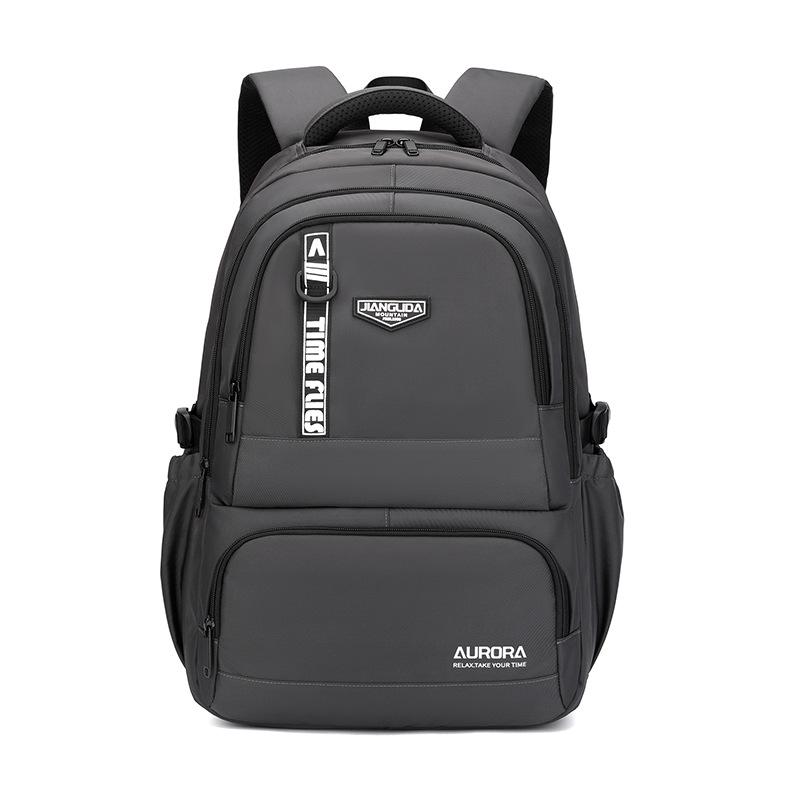 New Casual Large Capacity Multi-compartment Men's Backpack Simple Solid Color Primary School Students School Bag Lightweight Nylon Waterproof Rucksack