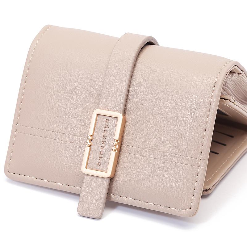 Women's Short Wallet with Simple Buckle and Foldable Handbag for Women