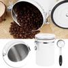 1.8L 304 Stainless Steel Sealing Can Airtight Storage Container with Spoon for Coffee Beans Tea Dried FruitWhite Jar