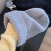 Thickened Rabbit Wool Hat In Autumn and Winter Sweet and Versatile Warm Hat Showing Face and Ear Protection Piles