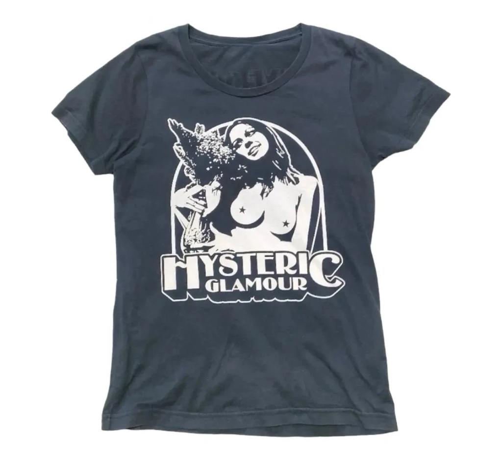 Hysteric Glamour Stile Retrò Anni '90 Maglietta Ristampa Carbone per Uomo Donna Y2k Grafica Manica Corta Unisex Uomo Donna Estate