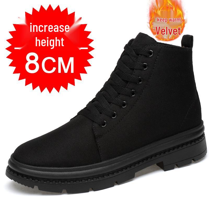 

Men s Korean Style 6CM/8CM Invisible Height-Increasing Canvas & Cotton High-Top Casual Shoes Size 41