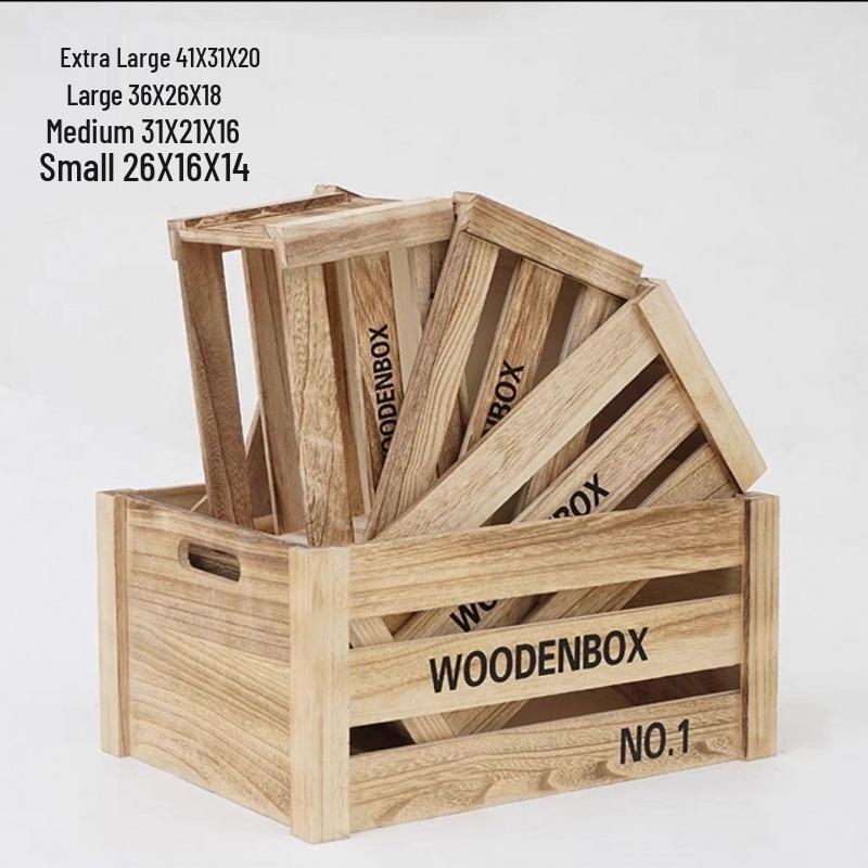 Rectangular Retro Wooden Fruit Storage Box