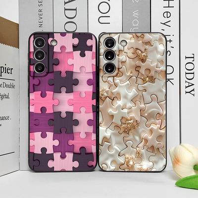 Stilvolle künstlerische Puzzle-Muster Handyhülle für Samsung Galaxy S25 S24+ S23 Ultra S22 Plus S20 S21 FE M53 M34 M36 Weiche Rückseite