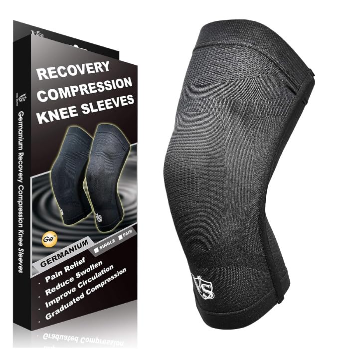 

Compression Knee Support, 400T Germanium Special Fiber [VITAL SALVEO] Highly Stretchy, Thin, Lightweight, Warm, Non-Steamy, with Side Strings, Far Inf