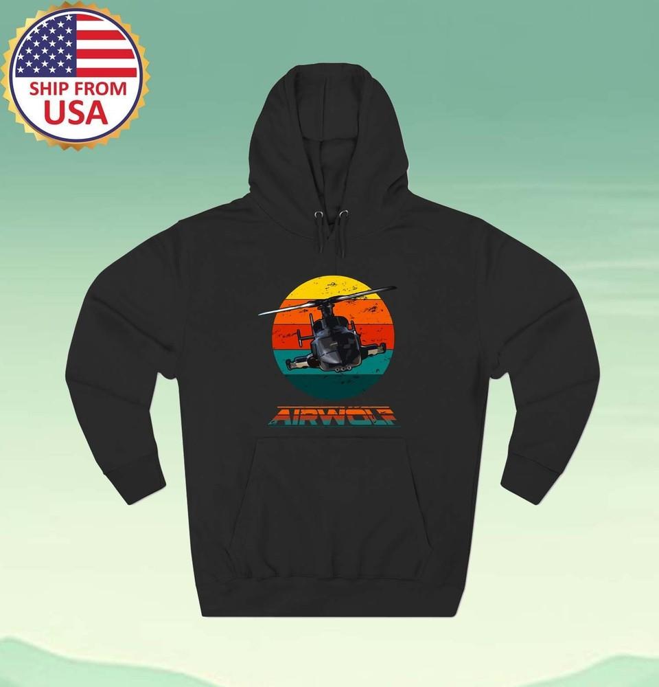 Air Wolf Helicopter Retro TV Series Men#039;s Black Size S to 3XL Unisex T-Shirt S