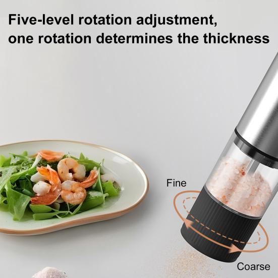 Elektrisches Salz- und Pfeffermühlen-Set mit LED-Licht, einstellbarer Mahlgrad, Salzmühle, wiederaufladbare Pfeffermühle für BBQ, Camping