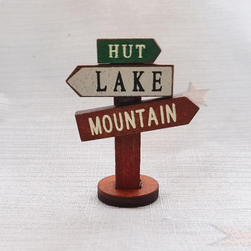 Wooden Crafts Garden Decoration Creative Micro Landscape Miniature Scene Road Signs Gardening Decoration