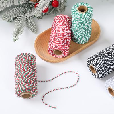 100M Red Green White Cotton Rope 10yards Bakers Twine String Cotton Thread for Home Decor Handmade DIY Christmas Gift Wrapping