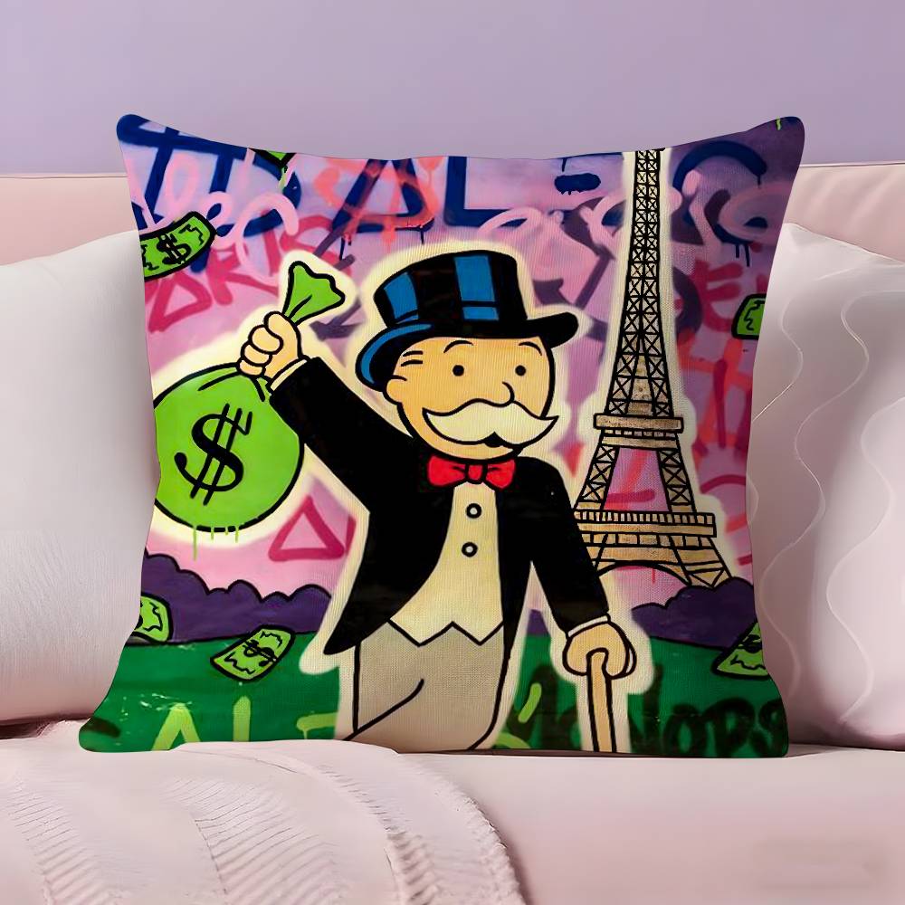 Cartoon M-Monopoly Pillow Case Ultra Soft Skin Friendly Fabric Cloud Like Comfort & Concealed Zipper