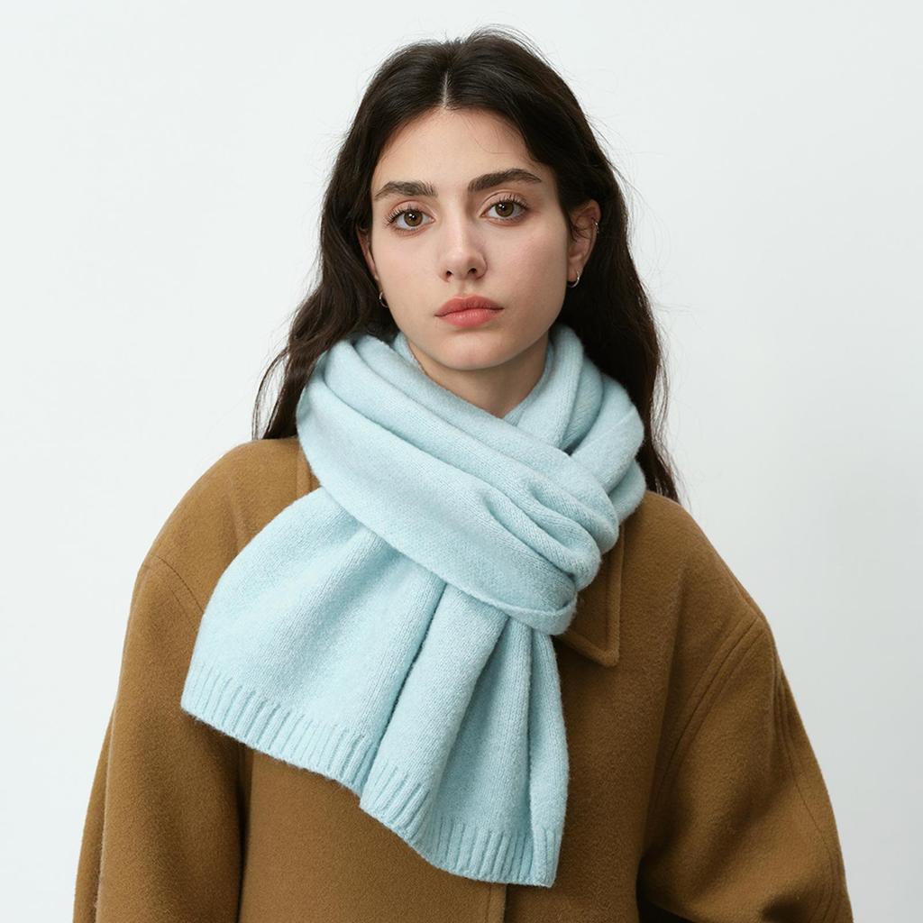 Light Blue Knit Scarf Winter Warmth Scarf
