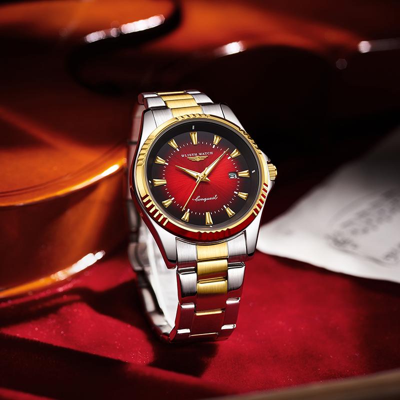 Mens Watches Stainless Steel Belt Quartz Wrist Watch Man Business Watch Calendar Date Luminous Casual Clock