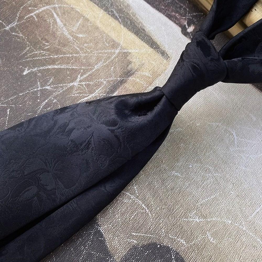 Floral Men Necktie Solid Color Retro Cravat Simple Black Necktie  Boys
