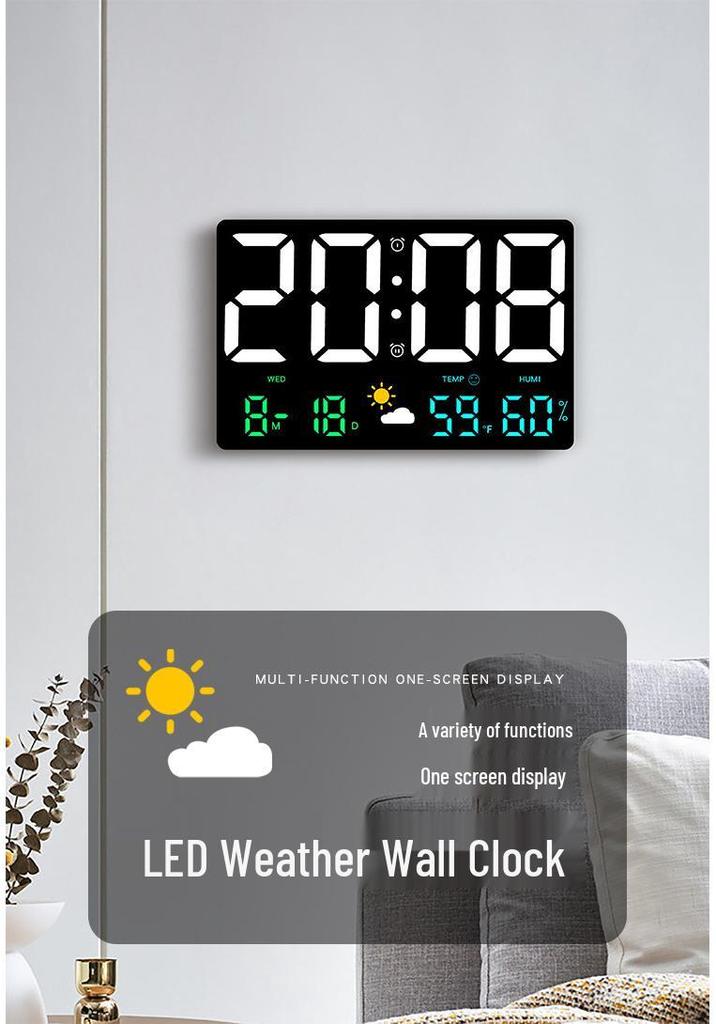 Large Screen Multi-Functional Weather Clock with Barometric Pressure, Temperature, and Humidity Sensor
