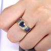 Women'S Blue Cubic Zirconia Vintage Ring European American Style Fashion Accessory For Anniversary Cocktail Party