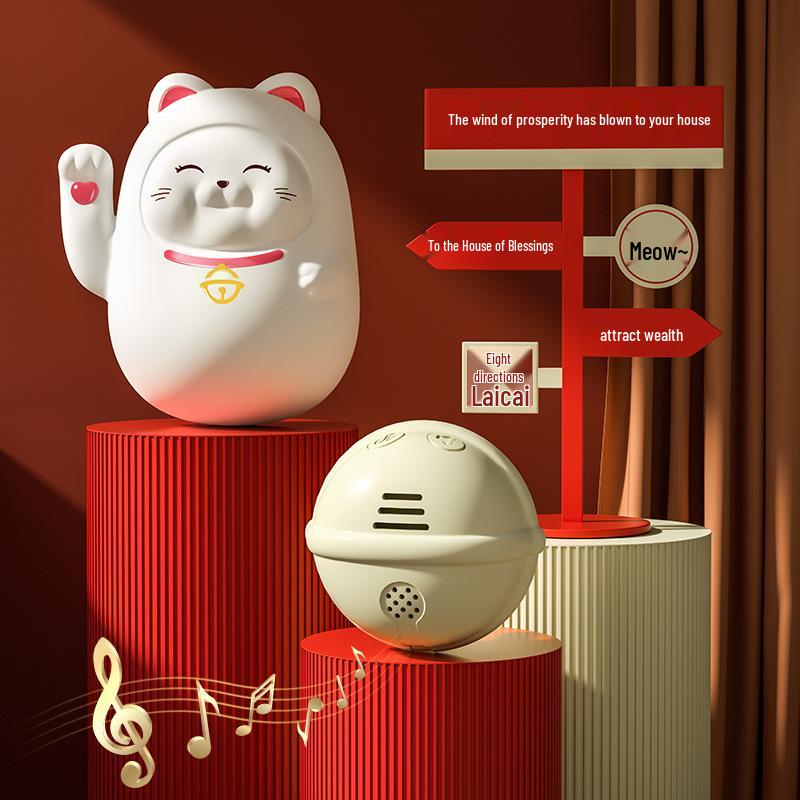 Charming Wireless Lucky Cat Doorbell: Self-Powered, Long-Range, No-Wiring