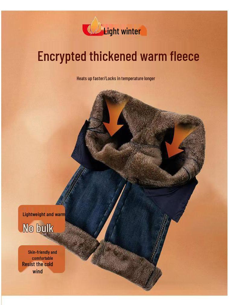 Women's High Waist Velvet-Lined Denim Flare Pants – Warm, Elastic, Slimming & Trendy