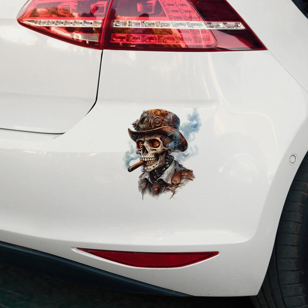 Rauchendes Skelett Halloween Muster Heimaufkleber Dekoration für Wand und Auto