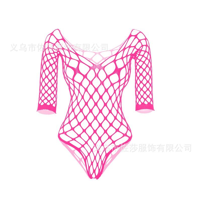 Sex Underwear Hollow Mesh One-piece Mesh Stockings Three-point Bikini Long Sleeves