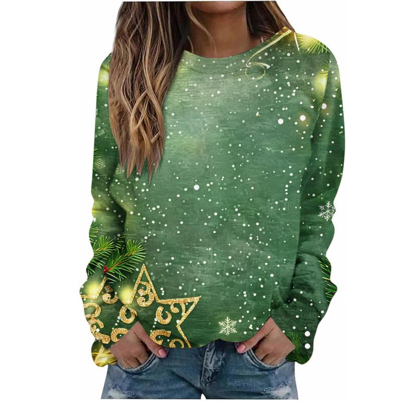 Christmas Tree Pattern Sports Shirt 3D Printed Women s Long Sleeve XS