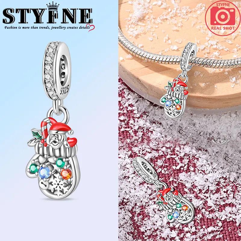 Christmas Charms Creative Santa Claus Christmas Tree Red Socks Boots Copper Beads Diy Bracelets Jewelry For Women
