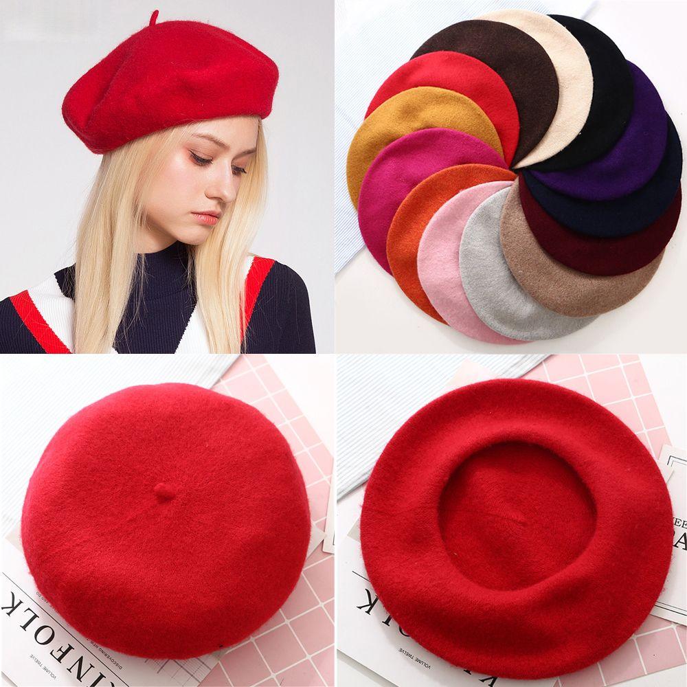 French Baggy Winter Warm Flat Cap Hat Felt Berets Wool Beret Cap Autumn Beret Hat