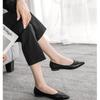 Women's Black Pointed-Toe Work Shoes - Soft Leather Shallow Mouth, Flat Soft-Soled, Comfortable for Interview/Flight Attendant, XCY36-357