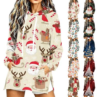 Women's Casual Long Sleeve Christmas Print Hoodie for Winter Holiday