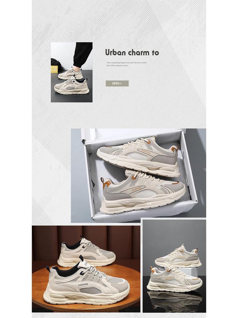 Men's Summer Korean-Style Mesh Sneakers: Breathable, Trendy, Versatile, and Thick-Soled Casual Dad Sports Shoes.