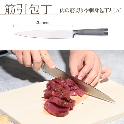 Anna Rossi 5-Piece Knife Set with Storage Stand [Gyuto, Sujihiki, Bread Knife, Paring Knife, and Fruit Knife] Includes Kitchen Shears, Knife Sharpenin