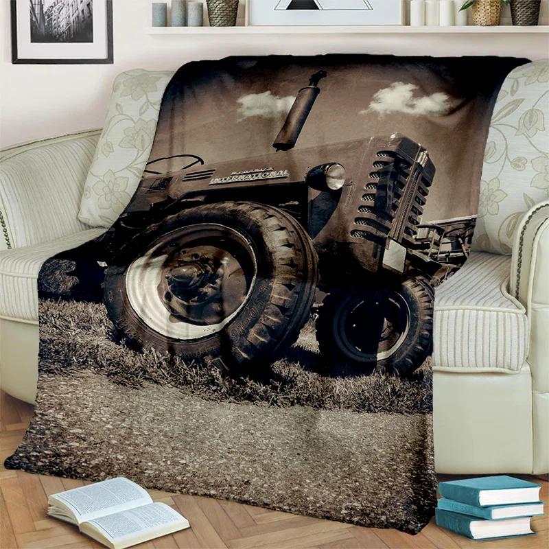 3D Retro Car Tractor Truck Series HD Blanket,Soft Throw Blanket for Home Bedroom Bed Sofa Picnic Travel Office Cover Blanket Kid