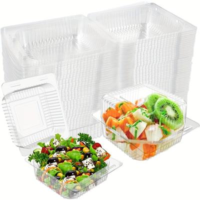 50 Pièces Contenants à Emporter en Plastique Transparent à Charnière Jetables Clamshell Contenants Alimentaires pour Dessert, Gâteaux, Biscuits, Salades, Pâtes