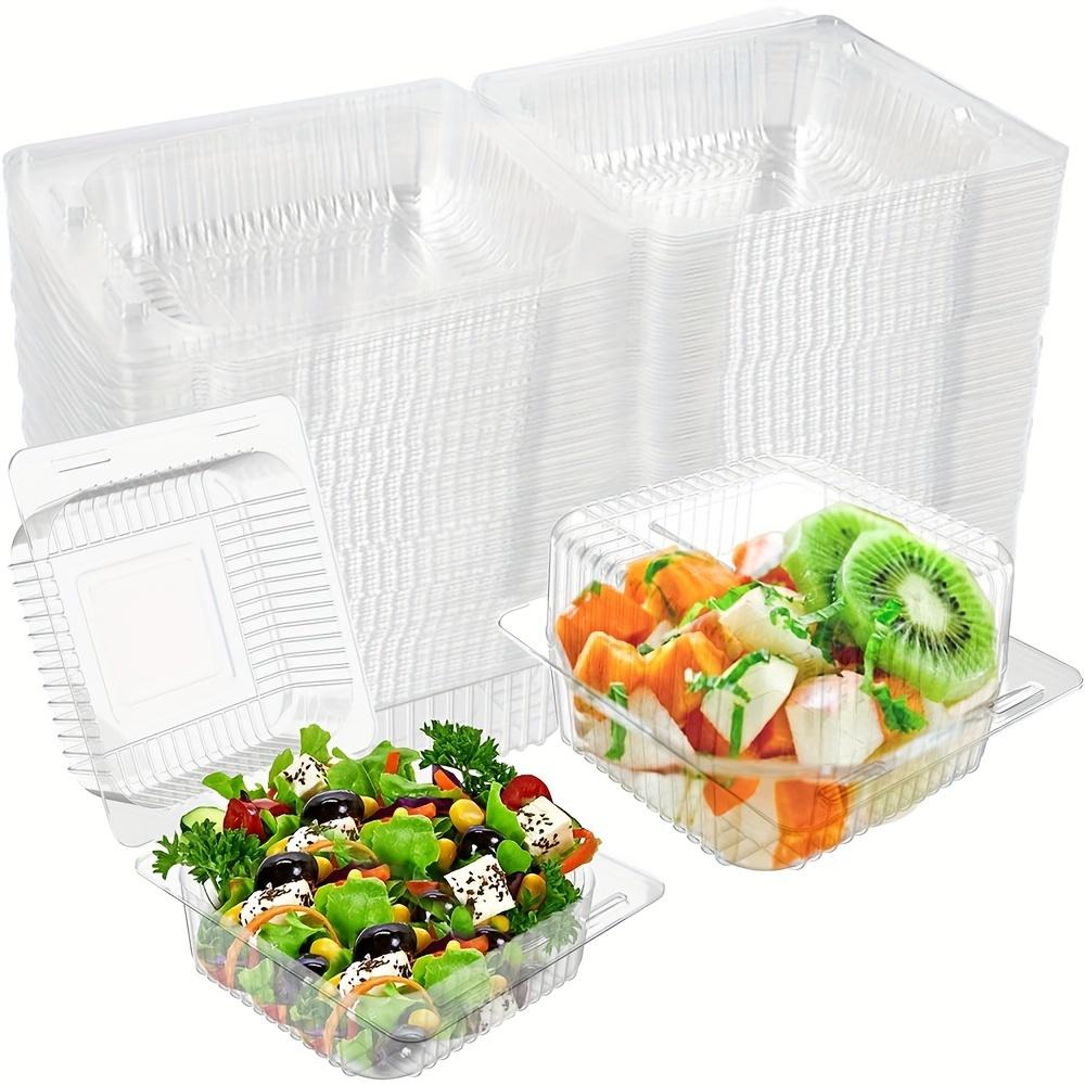 50 Pcs Clear Plastic Hinged Take Out Containers Disposable Clamshell Food Cake Containers with Lids for Dessert, Cakes, Cookies, Salads, Pasta