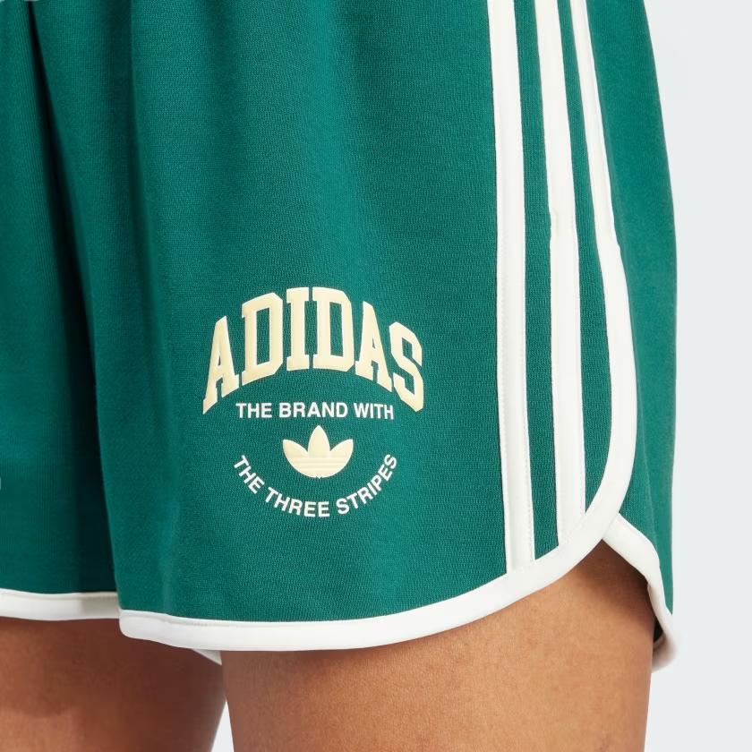 Adidas Originals Vrct Graphic Shorts With Letter Logo and Colorblock Stripes Women Bottoms Green IR6045