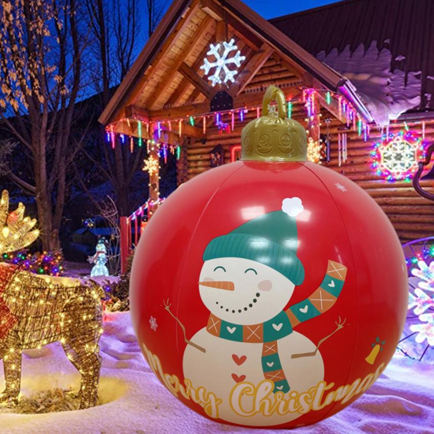 super 60cm Blow Up Christmas Ball PVC Inflatable Ornament for Outdoor Yard Porch Garden Holiday Party Decor