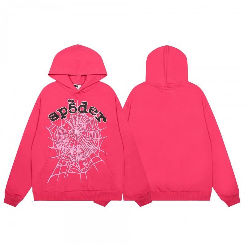 Felpa Sp5der FW23 Unisex Streetwear Pullover Felpa Con Stampa Ragnatela Vestibilità Larga Misto Cotone