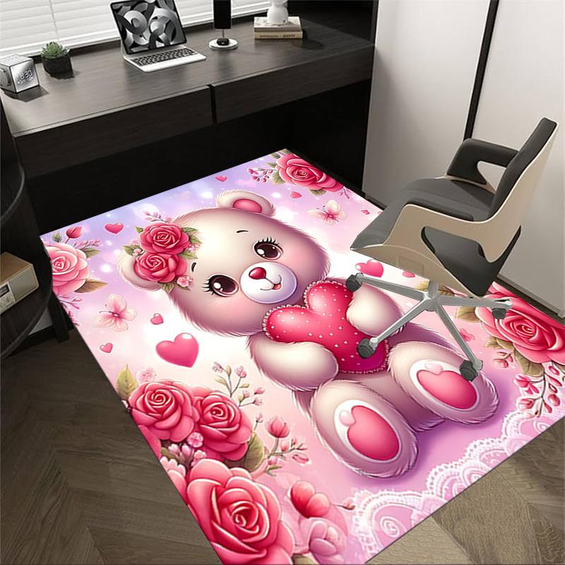 1PC Bear Flowers Extra Large Non Slip Floor carpet, Office, family, bedroom Large Area Rug Indoor Rugs, Vibrant Colors