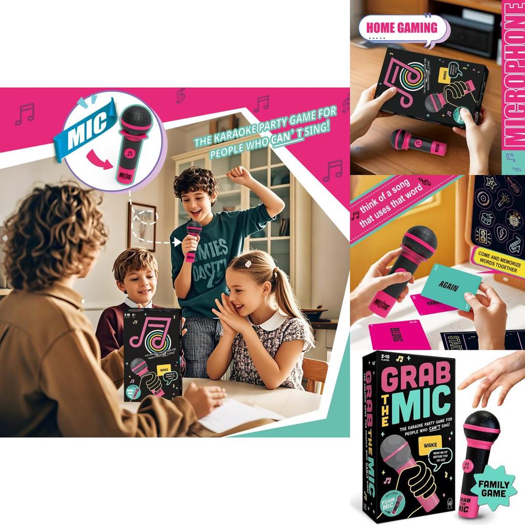 Microphone Karaoke Singing Game Answer Cards Tabletop Game For Party Entertainment