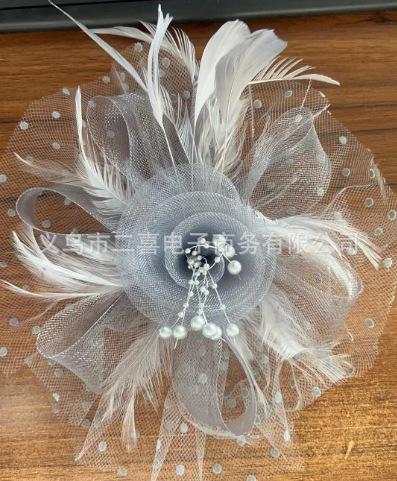 Europe and the United States popular feather headgear bridal hair accessories mesh top hat Jockey Club hair accessories hairpin headband