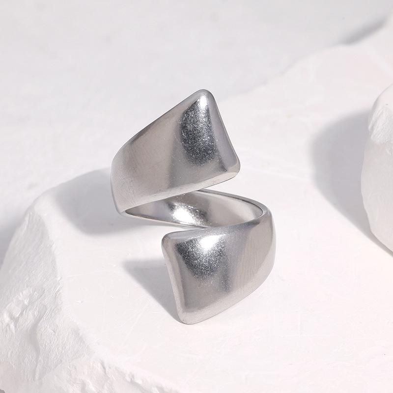Stainless Steel Geometric Open Ring for Men Women Minimalist Glossy Thick-Line Knuckle Ring Vintage Trend Versatile Jewelry Gift